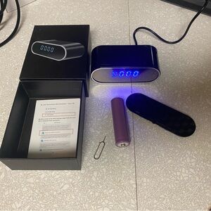 Wireless Mini hidden camera Black Digital Clock with Blue LED Display